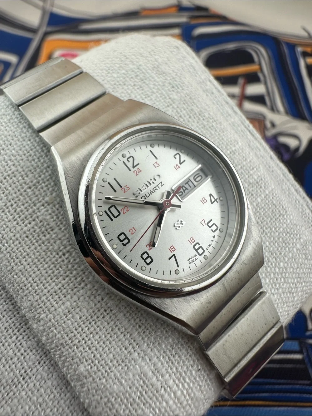 Seiko Quartz Stainless Steel Silver Watch with Day-Date